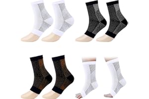 ORMROMRA 3 pary ortopedycznych skarpet uciskowych, pończochy uciskowe, ortopedyczne skarpety kompresyjne do podparcia kostki, przeciw ostrogom piętowym, zapaleniu powięzi podeszwowej, czarny, XL