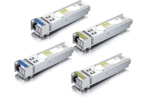 10Gtek 2x Pair of 1.25G SFP Bidi Transceiver 1000Base-BIDI, 1550nm/1310nm SMF, up to 2~3km, for Cisco, Ubiquiti UniFi, Mikrotik, D-Link, Supermicro, Netgear and More.
