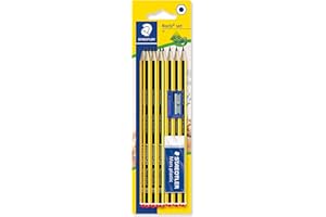 STAEDTLER 121S1BK10D Noris School Graphite Pencils - HB Degree (Pack of 10 Pencils + Sharpener + Eraser)