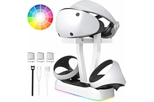 JoyHood PS VR2 Controller Ladestation mit VR Headset Ständer & RGB-Licht, Dual-Konsole Ladestation Kompatibel mit Playstation VR2 Sense Controller, PSVR2 Spielzubehör