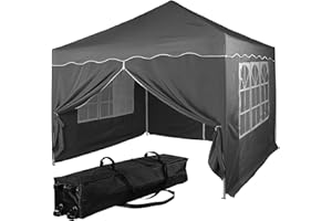 ‎INSTENT INSTENT Pavillon 3 x 3 m Basic wasserdicht UV Schutz 50+, anthrazit mit 4 Seitenteilen
