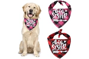 URROMA Sciarpa a bandana per cani a quadri rossi e rossi, 2 confezioni in morbido cotone, per cani di piccola taglia e media