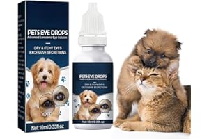 TUKNN Pet Eye Drops,Pet Eye Drops For Cats And Dogs To Remove,Lubricating Eye Drops for Pet,Tear Stain Remover For Dogs & Cats,Eye Itching Relief Potion for Pets,Care And Cleaning Around The Eyes,10 ml