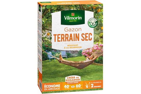 Vilmorin 4460514 Gazon Terrain Sec, Vert, 1 kg
