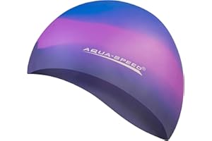‎AQUA SPEED Aqua Speed Badekappe + Mikrofaser Handtuch + inkl. E-Book | Bademütze für Erwachsene Kinder | Badehaube | Schwimmhaube | Schwimmkappe | Silikon | BUNT