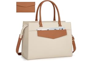 RAINSMORE Torby na laptopa dla kobiet 15,6 cala damska torba na ramię skórzana designerska torebka na laptopa duża torba robocza z kopertówką kopertówka do biura szkoły