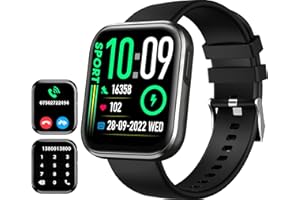 ANCwear Smart Watch for Men Women(Answer/Make Calls), Fitness Tracker Watch with Heart Rate/Sleep Tracker/Blood Oxygen/120+ Sports/IP67 Waterproof, Step Counter Watch Compatible Android iOS (Black)