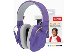 Alpine Muffy Lärmschutz Kopfhörer für Kinder – Komfortabler Gehörschutz für Kinder bis 16 Jahre – Geräuschdämmende Ohrenschützer mit verstellbarem Kopfband – Lila