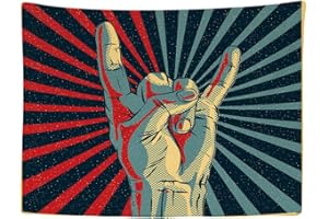 Ulticool – Tapisserie Murale Décorative Chambre - Rock Main Musique Rétro Vintage - 200 x 150 cm Grand – Papier Peint Tissu – Tapestry Aesthetic Wall - Décoration Panoramique