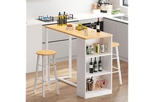 SogesHome Tavolo da Pranzo con 3 Ripiani, tavolino da caffè di archiviazione Tavolo da Bar Cucina Tavolo da Pranzo Tavolo da caffè Tavolo da Colazione Tavolo da Bar Tavolo da bistrò,SH-GCBG1022-NWW