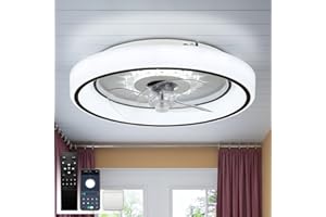 Jenvkoil 11" Modern Ceiling Fan with Light Dimmable LED Flush Mount Ceiling Fans with Remote & APP Control 6-Speed Fan Lamp Lighting Fixture for Living Room Bedroom