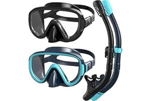 G2RISE Snorkel Set Adults, SN05 Snorkel Mask, Snorkel Set with Tempered Glass Lenses, Dry Top System & Upgraded Adjustable Buckle for Snorkeling, Diving, Swimming