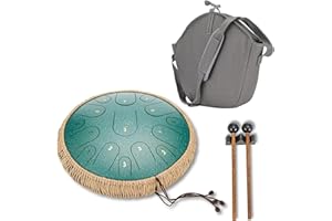 CACACOOK Steel Tongue Drum, 14 Zoll 15 Tone Ätherische Trommel, Anfänger Full Range Percussion Drum, Steel Pan Töne Schlaginstrument Hand Pan Drum Zungentrommel mit Trommelschlägeln und Tragetasche