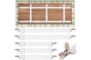 DILUSILK Tablecloth Clips Hidden Strap 5 Pack, 2 sizes Adjustable Elasticity Picnic Table Cloth Holder Clip Bed Sheet Clips Indoor Outdoor for Thick Tables, Picnic Covers, Camping, RVs Essential Accessories.