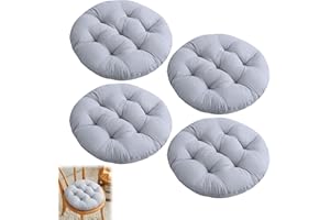CHINGCOO Cojín de asiento, 4 cojines redondos, cómodos, 40 x 40 x 3 cm, cojín redondo para silla de oficina, silla de jardín, silla de balcón, cojín para interior y exterior para comedor (4 unidades, gris