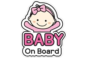 IKEEP Child Safety Car Decal - High-Visibility Baby on Board Sticker, UV-Resistant Weatherproof Vinyl for Cars & SUVs, Easy Application Adhesive (Cute Design, Set of 1)