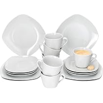 Tasses à Café MamboCat Lotta Lot De 6 - Porcelaine Blanche, 170ml Avec Soucoupes, Lave-Vaisselle Micro-ondes