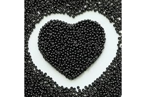 VOOMOLOVE Bulk Bag Beads circa 3200, 3 mm, 8/0 perline in vetro, distanziatore, orecchini, bracciali, ciondoli, gioielli in vita, fai da te fatti a mano (nero brillante)