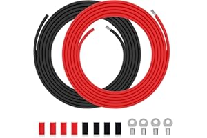 HULUWA Câble électrique en PVC de 2 mm² - 14 AWG Fil électrique de 6 m (3m noir et 3 m rouge) en cuivre étamé haute température pour panneaux solaires, appareils électroménagers, véhicules, etc.