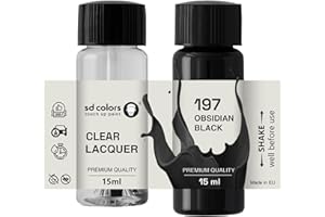 SD COLORS OBSIDIAN BLACK 197 - Pintura para retocar (15 ML), color negro