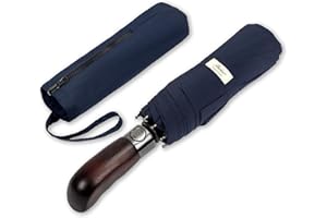 Balios Folding Umbrella Real Wood Handle Auto Open Close Vented Canopy