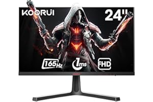 KOORUI Ecran PC Gaming 24 Pouces - Full HD (1920 x 1080), VA, Ecran 144hz 165Hz, 1ms, DCI-P3 85%, AdaptiveSync Technologie, HDMI X2, DP Noir