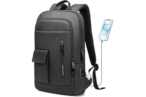 HEROIC KNIGHT Sac à Dos Ordinateur Portable 15,6" et Tablette 12,9" avec Port de Charge USB pour Hommes, Léger, Fin et Imperméable adapté au Travail, Business, Université, Loisirs, Voyage (Noir)