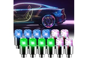 NAVESO Bouchons de Valve de Pneu de Voiture Lumineux, 12 Pcs Bouchon Valve Pneu Voiture Fluorescent, Lumineux Couvercle Pneu, Accessoire Universel pour Camions, SUV, Motos