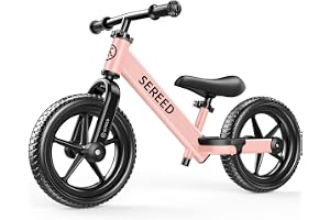 SEREED Springcykel från 2 år, 12 tums barnleksaker balans cykel för 2–5 år, verktygsfri justering, gåva för 2–3 pojkar och flickor, individuell skylt med 3 klistermärken