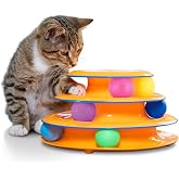 Petstages Kule of Tracks - Kediler i&ccedil;in oyun kulesi - etkileşimli oyun i&ccedil;in 3 seviyeli - Yuvarlanan k&uuml;reli dairesel yol kedil