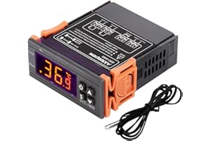 Aideepen STC-1000 Regolatore di temperatura DC 12V 10 A, termostato digitale multiuso, calibrazione della temperatura con sensore NTC, per fermentatori, congelatori, riscaldamento e raffreddamento