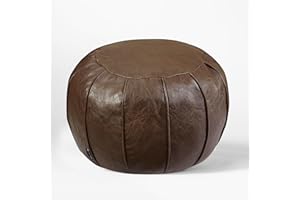 LOUIS DONNÉ Unstuffed Round Pouffe, Supersoft Handmade Faux Decor Pouf Ottoman Cover, Storage Solution, Foot Rest, Footstool, Pouffe Seat or Balcony Office Indoor(Brown)…