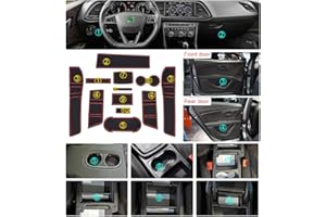 LFOTPP pour Seat Leon Cupra 5F FR MK3 Tapis Anti-poussière Anti-dérapant en Voiture Intérieur Porte, Tapis en Porte-gobelet, Coupe, Accoudoir, Rangement, Stockage Boîte Accessoires (Rouge)