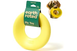 Earth Rated Flying Disc Dog Toy, Interactive Flying Saucer Toy for Adult and Puppy Dogs, Floats in Water, Large, Yellow