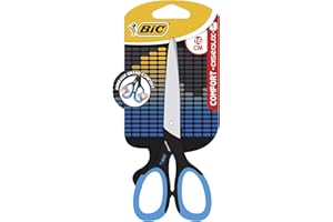 BIC Comfort Ciseaux Enfants 16 cm - Noir/Bleu ou Noir/Rouge (sans choix possible), Blister de 1