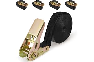 URAQT Kraftiga spärrremmar, 4-pack 1 000 kg tunga spänningsbälten, 25 mm 6 m spännremmar, justerbara spärrhakar remmar för mo