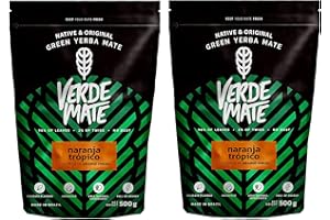 Yerba Mate Verde Mate Green Naranja Tropico | Verde Maté Vert Orange Tropicale | Yerba mate du Brésil |Haute qualité | Yerba mate aromatisée| Sans gluten | (1000g (2x500g))