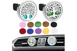WeddHuis 2 PCS Diffusore di Aromaterapia per Auto in Acciaio Inox con 10 Feltrini di Ricambio, Clip Profumatore per Bocchetta Aria (per Auto, Soggiorno, Ufficio, Casa)