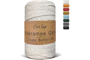 OurTop Premium Macrame Cord, 3mm x 300m Braided Macrame Rope Twisted Cord Yarn Macrame Yarn Thick Rope for Wall Hangings, Plant Hangers, DIY Crafts, Home Decorations, Gift Wrapping(Beige)
