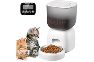 EDHA Futterautomat Katze, 3L Katzenfutter Automat, Katzenfutterspender Zeitgesteuerte Kontrolle 1-4 Mahlzeiten pro Tag, 10S Sprachaufzeichnung, Geeignet für Kleine bis Mittlere Haustiere