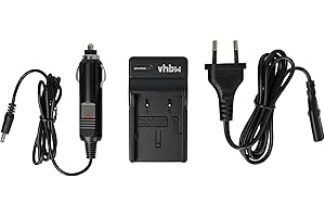 vhbw Ladegerät kompatibel mit JVC BN-VF707U, BN-VF707, BN-VF714 Kamera Camcorder/Akku - Ladeschale, Kfz-Adapter, Ladestandsanzeige, 8,4 V