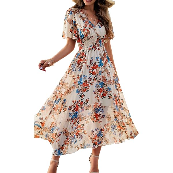 BUENOS NINOS Women's V Neck Boho Maxi Dress - Floral Print, Adjustable Straps, Pockets, Yellow Jumpsuit - Size Small - View #5
