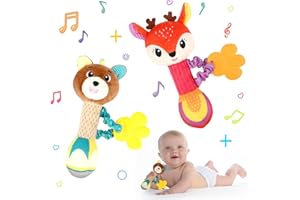 Venditer Grzechotka dla niemowląt w wieku 0-6 miesięcy, zabawka dla dzieci w wieku 0-6 miesięcy, chwytak do grzechotania, zabawka dla niemowląt, zabawka dla dzieci w wieku 0-12, 3, 6 miesięcy, prezent