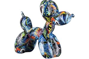 XYQXYQ Sculpture abstraite en forme de chien en ballon, ballon graffiti, ballon tendance en résine, artisanat, modélisation, décoration d'intérieur (graffiti bleu foncé)