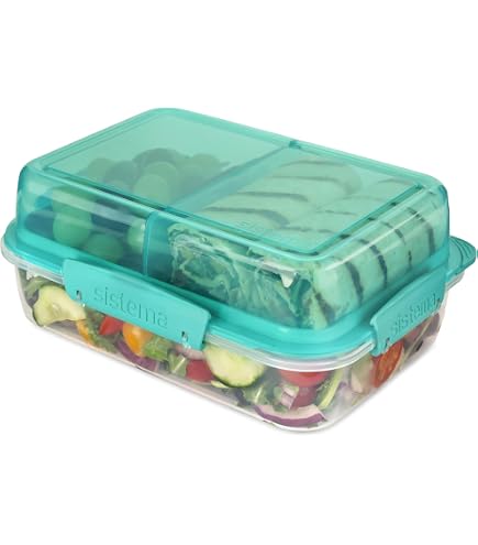 Tupperware Boîte à déjeuner Clevere Pause - 1 x 550 ml - Bleu - Avec 3