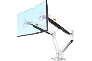 NB North Bayou Support de Moniteur Support pour écran PC 22-32" Double écrans sur Bureau Design Ergonomique Ressort à gaz avec Port USB (Blanc)
