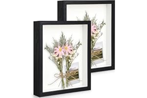 3D Marco de Fotos 15x20 cm, Anhow 2 Piezas Multiples Marcos con Profundidad 3cm con Lámina Vaso Transparente - Negro/ 2 Piezas