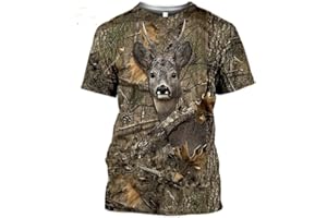 XKYDYF Hommes 3D Imprimé T-Shirts Été Décontracté Hommes T-Shirt Camouflage Chasse Animal Renard 3Dt-Shirt Mode Rue Femmes Pull À Manches Courtes Haut