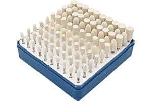 NIUPIKA Cnmade Feutre de laine monté polissage Buff Roues Embouts Cône Vernis Ensemble de meulage Accessoires de fixation pour Dremel outils rotatifs 3 mm Tige 100 pcs