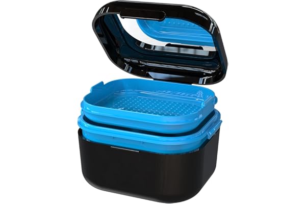 BVN Boite de Nettoyage pour Prothèses: Boite de Bain Pour Dentier, Dentier Boite Appareil Dentaire, Boite Gouttiere Dentaire Orthodontique, Boite Porte Etui Prothese Dentaire Adulte Enfant Noir
